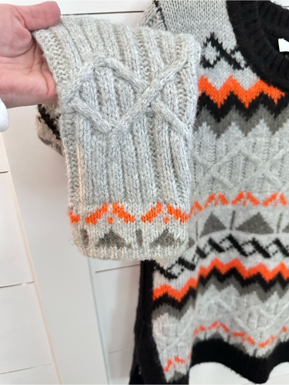 Magashoni L grey chunky fisherman cabin nordic cable knit sweater softcore - Picture 9 of 14